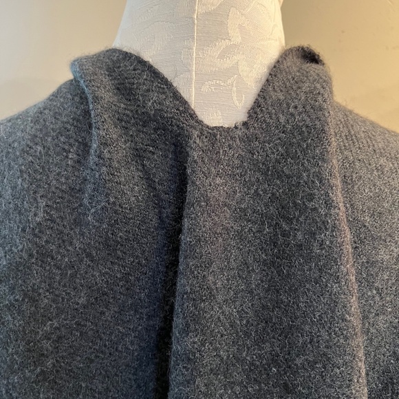 Elegant Fringe Open Front Reversible Black/Grey Shawl, Wrap With Fringe - Picture 11 of 16